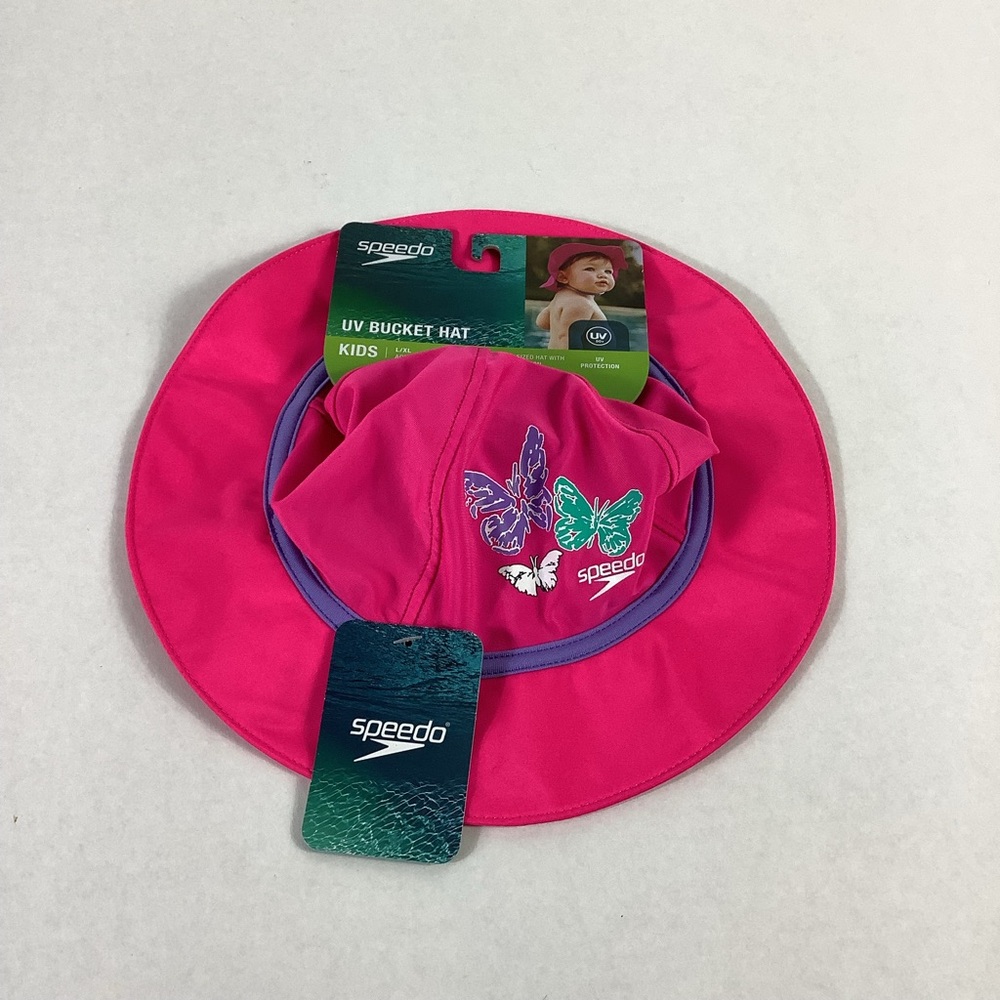 Speedo UV Bucket Hat Pink Butterfly Kids L/XL